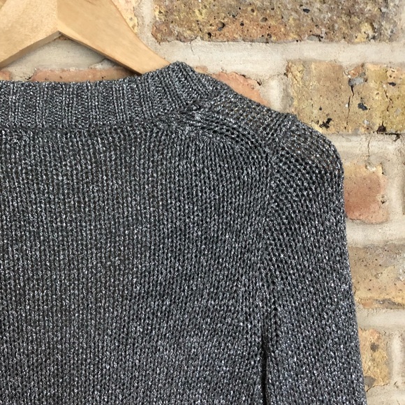 J. Crew Sparkly Metallic Silver Chunky V-Neck Cardigan - Picture 8 of 8